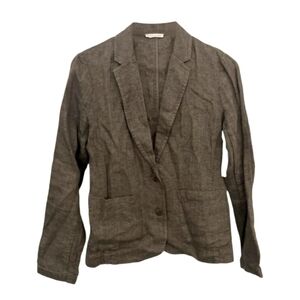 Eileen Green | Washed Organic Linen Delave Blazer - Olive Green